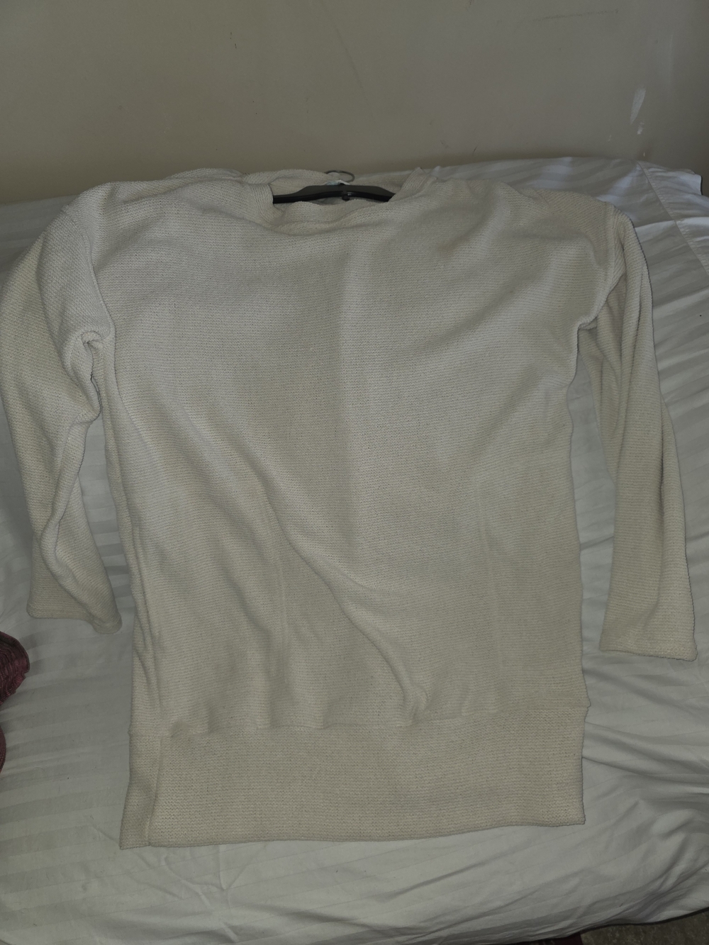 Women's Long Sleeve Crewneck Knit Dress in Cream